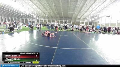 92 lbs Cons. Round 3 - Logan Emerson, Northside WC vs Dariel Montoya, Live Training Wrestling