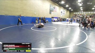 138 lbs Cons. Round 3 - Ayden Barker, North Bakersfield High School vs Jonah Rendon, Livingston