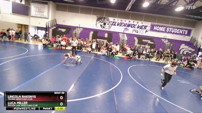 62 lbs Cons. Round 5 - Luca Miller, Payson Lion Wrestling Club vs Lincoln Raksnys, Talons Wrestling Club