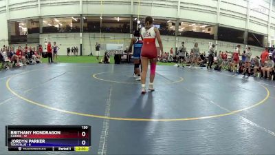 130 lbs Placement Matches (8 Team) - Brithany Mondragon, Illinois vs Jordyn Parker, Texas Blue