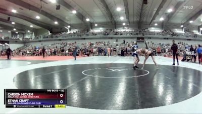 132 lbs Champ. Round 2 - Carson Mickem, Rolla High School Wrestling vs Ethan Craft, Willard Youth Wrestling Club