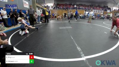 52 lbs Quarterfinal - Carston Fry, Blue Devil Wrestling vs Bradley Brown, Harrah Little League Wrestling