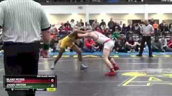 133 lbs 3rd Place Match - Jaden Hinton, Baldwin Wallace University vs Blake McGee, Wabash College