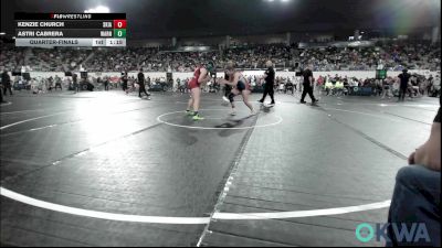200 lbs Quarterfinal - Kenzie Church, Skiatook Youth Wrestling vs Astri Cabrera, Warner Eagles Youth Wrestling