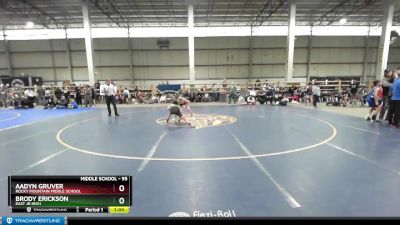 95 lbs Champ. Round 2 - Brody Erickson, East Jr High vs Aadyn Gruver, Rocky Mountain Middle School