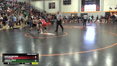 130 lbs Cons. Round 1 - Kaylin Becker, Williamsburg vs Sarah Cruz, Burlington