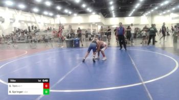 78 lbs Rr Rnd 3 - Daniel Tom, No Team vs Beau Springer, Lights Wrestling Club
