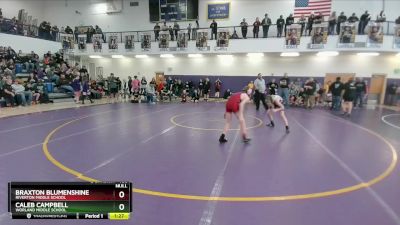 105 lbs Prelim - Braxton Blumenshine, Riverton Middle School vs Caleb Campbell, Worland Middle School