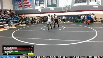 215 lbs Round 4 - Mason Stallons, College Park vs Gavin Johnson, Kinkaid School