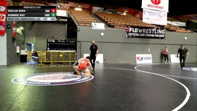 Junior Boys - 120 lbs Cons. Round 4 - Dominic Day, California Gladiators Wrestling Club vs Declan Shea, Sutter Union High School Wrestling