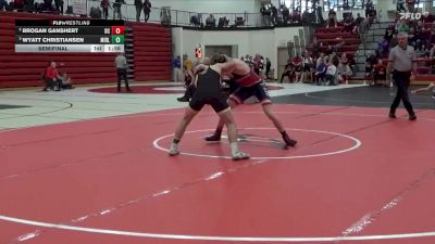 165 lbs Semifinal - Wyatt Christiansen, Midland vs Brogan Ganshert, Davenport Central