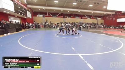 167 lbs Champ. Round 2 - Aiden Webber, Clayton Valley Charter High School vs Kavi Bolden, Fortuna High School