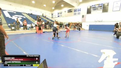 132 lbs 1st Place Match - Julian Espinoza, FWC vs Maxim Sim, World Team Training Center