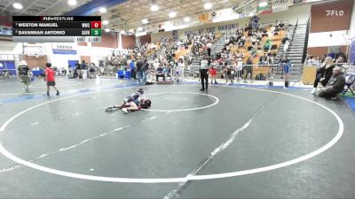 54-56 lbs Round 3 - Weston Manuel, Wrightwood Wrestling Club vs Savannah Antonio, Socal Hammers