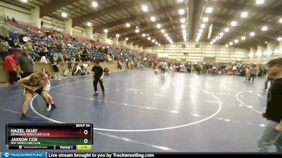 135 lbs Quarterfinal - Jaxson Cox, Roy Wrestling Club vs Hazel Guay, Excalibur Wrestling Club