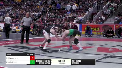 148 lbs Final - Zoey Haines, Gettysburg-G vs Charlotte Gilfoil, Central Dauphin-G