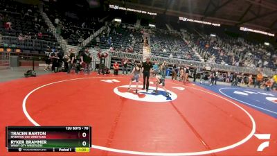 70 lbs Quarterfinal - Tracen Barton, Riverton USA Wrestling vs Ryker Brammer, Windy City Wrestlers