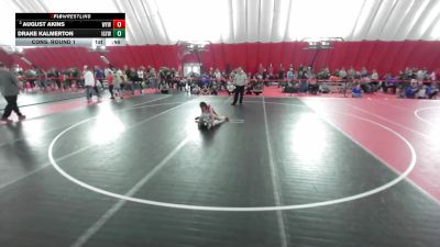 10U Boys - 93 lbs Cons. Round 1 - August Akins, Warrior Youth Wrestling vs Drake Kalmerton, Iowa-Grant Youth Wrestling Club