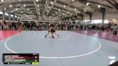 100 lbs Quarterfinal - Lorenzo Ayabarreno, Liberty Hill Wrestling Club vs Austin Wright, Lake Travis Youth Association Wrestling Club