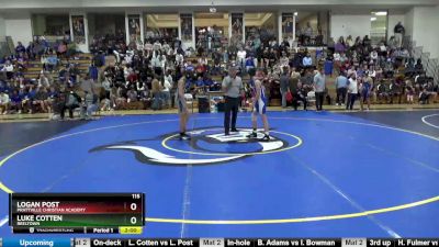 115 lbs Champ. Round 1 - Luke Cotten, Reeltown vs Logan Post, Prattville Christian Academy