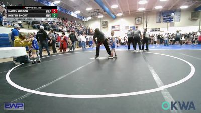 43 lbs Quarterfinal - Haxen Gibson, Wolfpak Wrestling vs Kolter Short, Newkirk Takedown Club