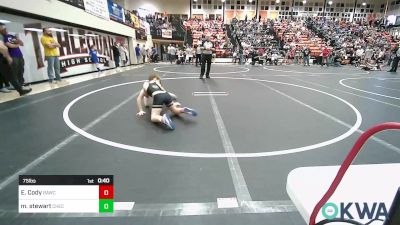 75 lbs Consi Of 4 - Easton Cody, Broken Arrow Wrestling Club vs Maverick Stewart, Checotah Matcats