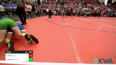 100 lbs Round Of 16 - Aiden Peck, Wolfpak Wrestling vs Kystin Sherman, Wichita Blue Knights
