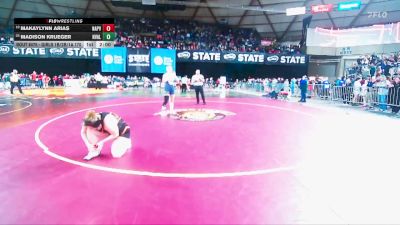 Girls 1B/2B/1A 170 Champ. Round 1 - Madison Krueger, Naches Valley (Girls) vs Makaylynn Arias, Napavine (Girls)