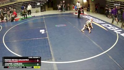 50 lbs Cons. Round 3 - Mateo Reyes-Galdamez, Team Pride Academy vs Cooper Loveless, Payson Lions Wrestling Club