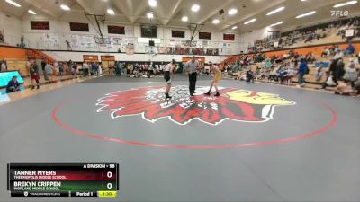 98 lbs Round 5 - Tanner Myers, Thermopolis Middle School vs Brekyn Crippen, Worland Middle School