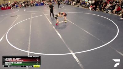 74 lbs Cons. Round 3 - Lennox Gilbert, Centennial Youth Wrestling vs Beckett Seubert, Minnesota