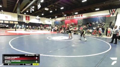 165 lbs 7th Place Match - Efosa Osayande, Peninsula vs Ethan Barrett, Murrieta Valley