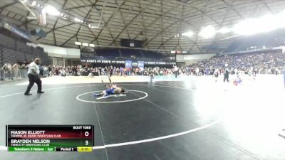 84 lbs Champ. Round 1 - Mason Elliott, Tahoma Jr. Bears Wrestling Club vs Brayden Nelson, Twin City Wrestling Club