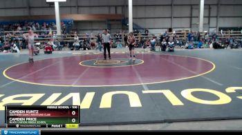 100 lbs Champ. Round 2 - Camden Price, Black Canyon Middle School vs Camden Kuntz, Southern Idaho Wrestling Club