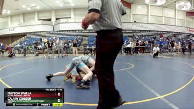 110 lbs Champ. Round 1 - Mayson Spalla, B.A.M. Training Center vs Calvin Cogger, Meriden Youth Wrestling/Dirty Den Kids