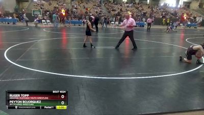 95 lbs Quarterfinal - Ruger Topp, Houston Mustangs Youth Wrestling vs Peyton Bojorquez, Jr Cyclones Wrestling