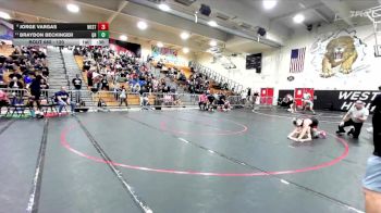 120 lbs 7th Place Match - Braydon Beckinger, Quartz Hill vs Jorge Vargas, Westminster