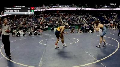 4A 138 lbs Champ. Round 1 - Jackson Young, Panther Creek vs Shephard Kappel, South Iredell High School