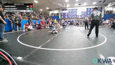 64 lbs Quarterfinal - Loxus Farley, Chickasha Youth Wrestling vs Kyson Barnett, Morris Wrestling Association