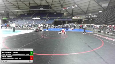 120 lbs 3rd Place Match - Richardson A. Coston, Team Newport Tornadoes Wrestling Club vs Julian Jaimez, Victory Wrestling-Central WA