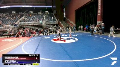 70 lbs Quarterfinal - Kasen Bonser, Southwest Wolverines Wrestling vs Spence Hill, Cody Wrestling Club