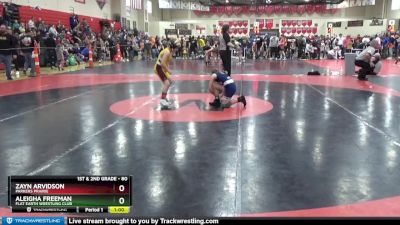 80 lbs Round 3 - Zayn Arvidson, Parkers Prairie vs Aleigha Freeman, Flat Earth Wrestling Club