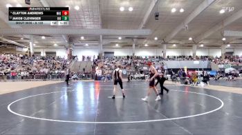 A 132 lbs Champ. Round 1 - Clayton Andrews, Munford High School vs Jakob Clevinger, Elizabethton High School