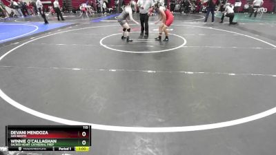 115 lbs Cons. Round 2 - Devani Mendoza, San Benito vs Winnie O`callaghan, Sacred Heart Cathedral Prep