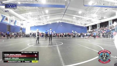 50-55 lbs Quarterfinal - Oakley Mulich, Lawrence Elite Wrestling Club vs Kyra Smallwood, South Central Punisher Wrestling