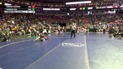 1A-106 lbs Cons. Round 5 - Hudson Cox, Southeast Warren/Melcher-Dallas vs Hunter Hussing, Missouri Valley