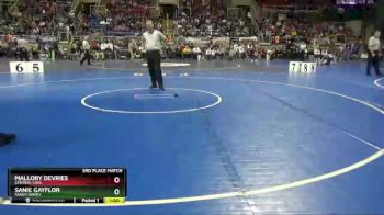 110 lbs 3rd Place Match - Mallory Devries, Central Cass vs Sanie Gayflor, Fargo Davies