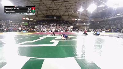 Boys 3A 126 lbs Champ. Round 1 - Zach Ong, Bellevue vs Chance Aparis, Silas
