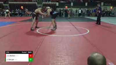 275 lbs 2nd Place Match - Gabriel Walker, Miles City Wrestling Club vs Jacob Berger, Poplar Wrestling Club