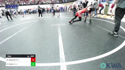 75 lbs Quarterfinal - Anthony Stewart II, Del City Little League vs Kolbie Davis, Marlow Outlaws